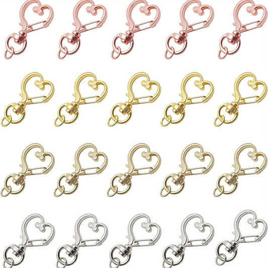 20PCS Heart Shape Keychain Clip Metal Keychain Pendant Bag Accessories