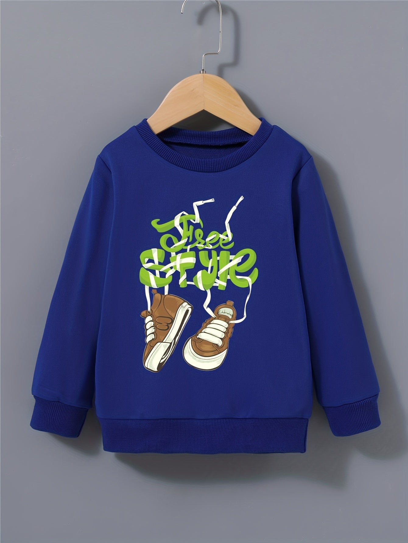 Cartoon Shoes Letter Print Kid's Sweatshirt Long Sleeve Top