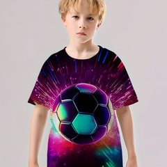 Colorful Football 3D Print T Shirt Tees For Kids Boys