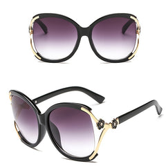 Oversized Gradient Lens Hollow Sunglasses Camellia Flower Decor Glasses