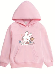 Kid Teen Girls' Bunny And Candy Hooded Sweatshirt Top