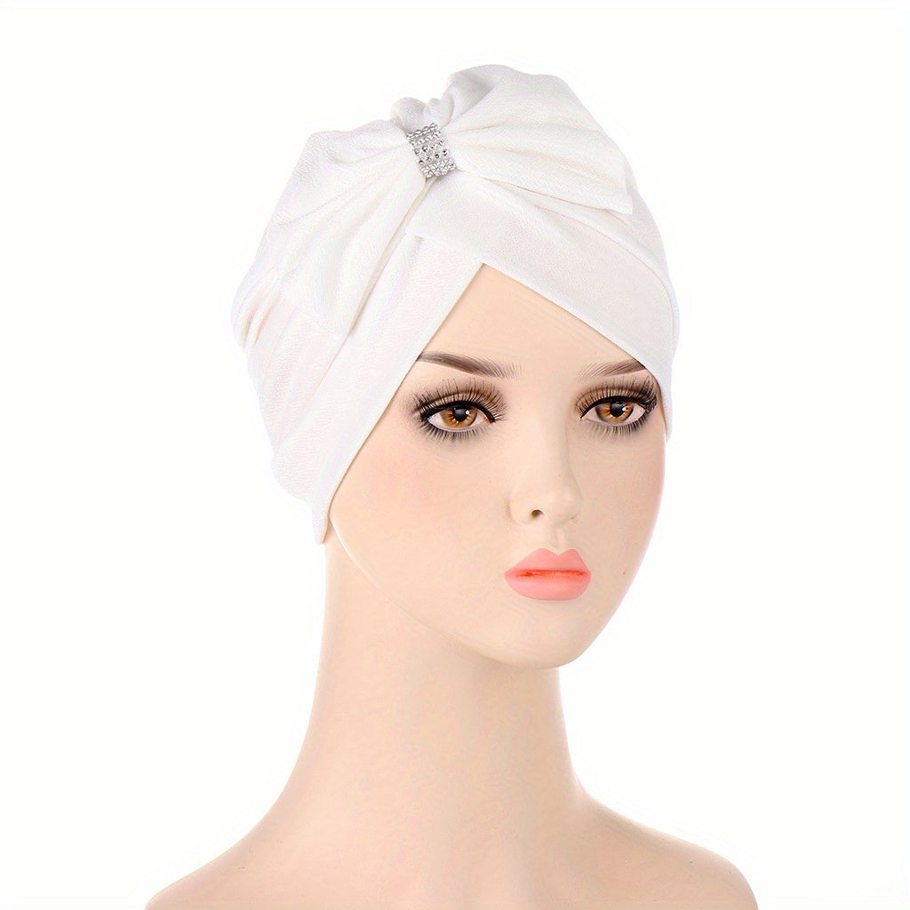 Big Bow Decor Turban Cap Solid Beanie Lightweight Head Wraps