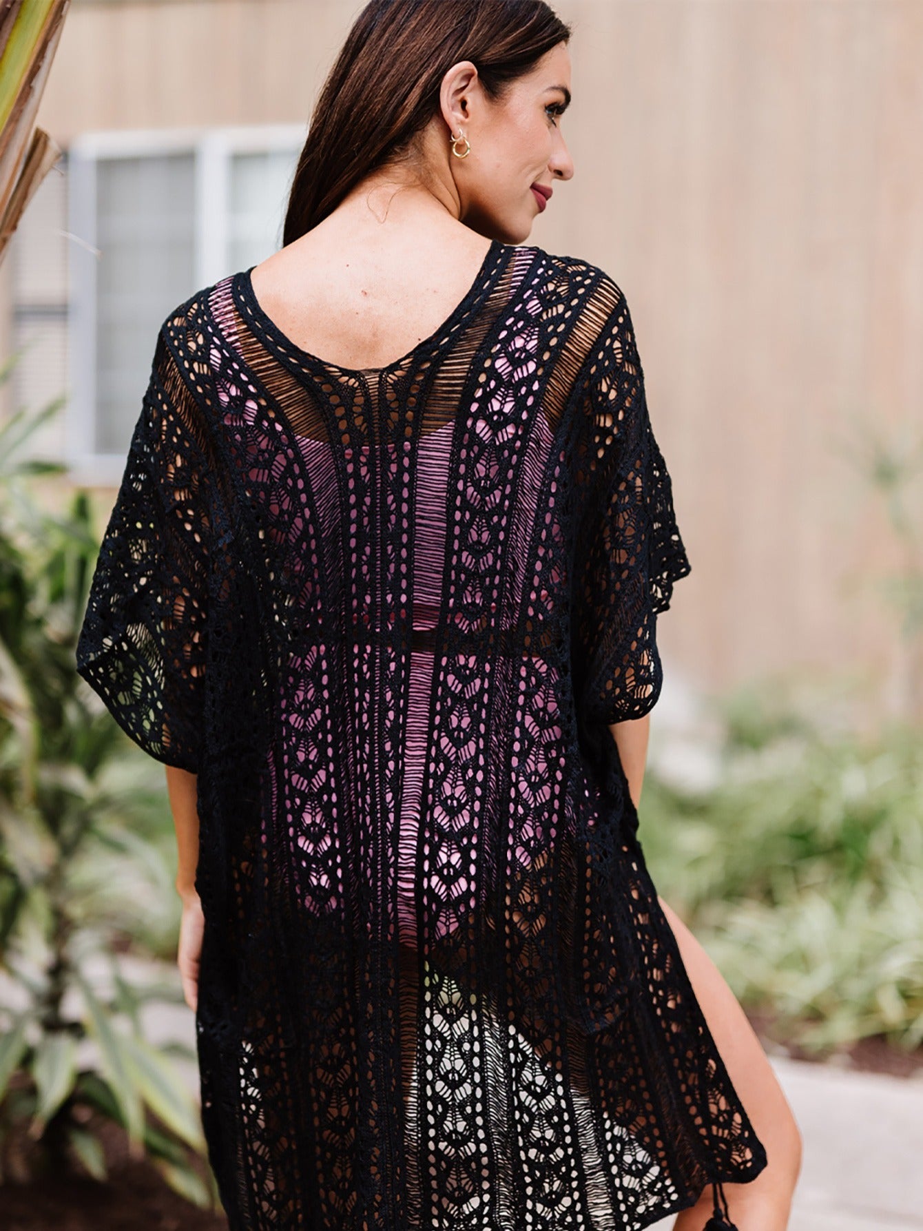 Crochet Beachwear Shirt Hollow Out See through Beach Dress