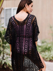 Crochet Beachwear Shirt Hollow Out See through Beach Dress