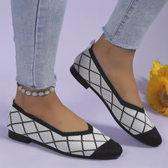 Women's Argyle Pattern Cap Toe Ballet Flats