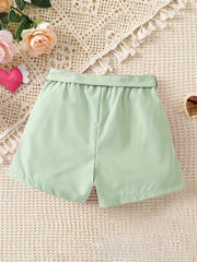 Toddler Girls Beach Shorts Bow Knot Front Button Casual Pants