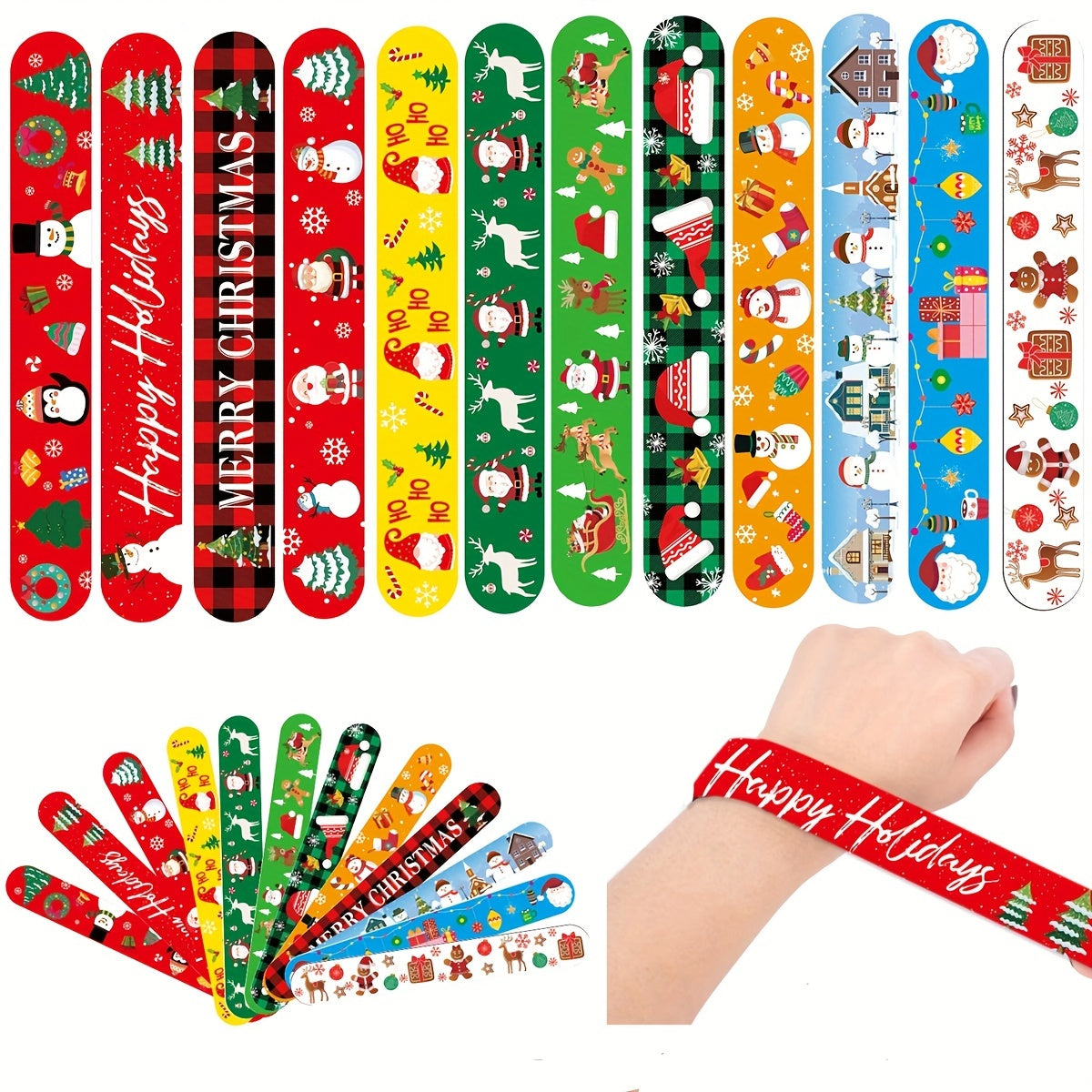 12pcs Christmas Dress Up Gift Clap Ring Bracelet Set