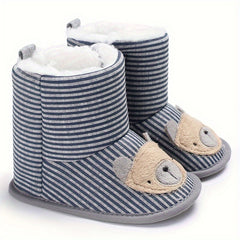 Cute Bear Baby Girl Boots Soft Warm Plus Fleece Indoor Walking