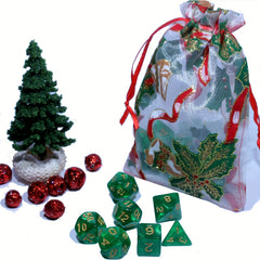 7pcs Christmas Themed Polyhedral Dice Set for Board Game - Holiday Birthday Gift