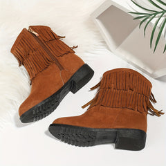 Girls' Fleece Lined Mid Calf Boots Geometric Design