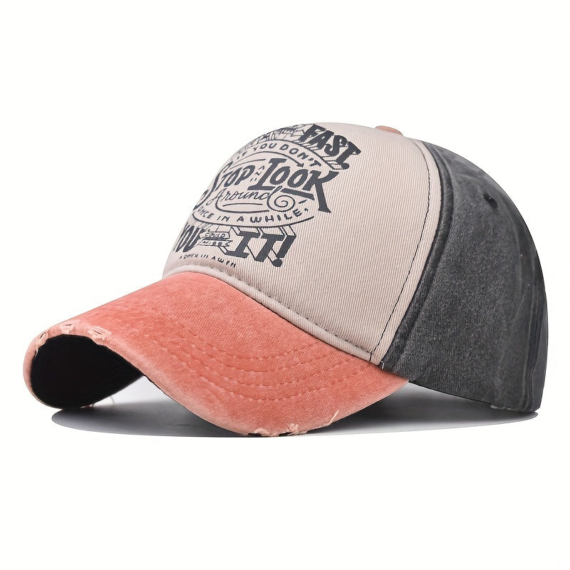 Distressed Graffiti Print Baseball Cap