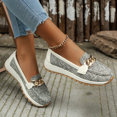 Chain Decor Thick Bottom Soft Comfortable Loafers Shoes
