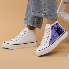 Women's Cat High Top Canvas Shoes Breathable Casual Walking