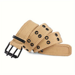 Canvas Belt Double Pin Buckle Men Women Casual Jeans Belt