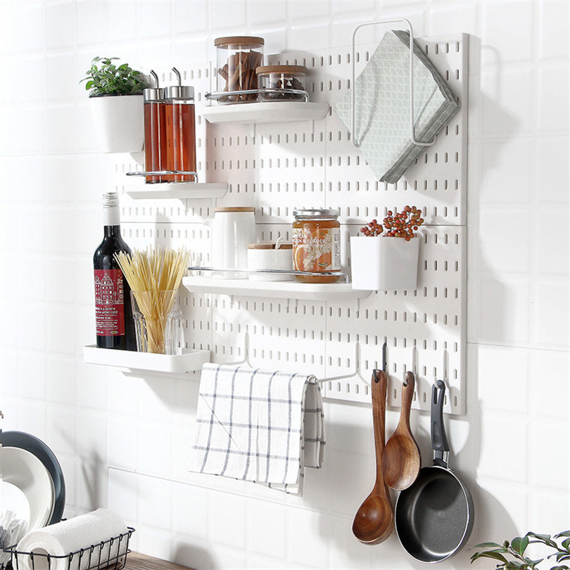 Industrial Style Wall Peg Board Display Shelves