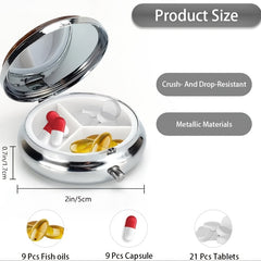 Customizable 3 Compartment Pill Organizer Metal Travel Medicine Case