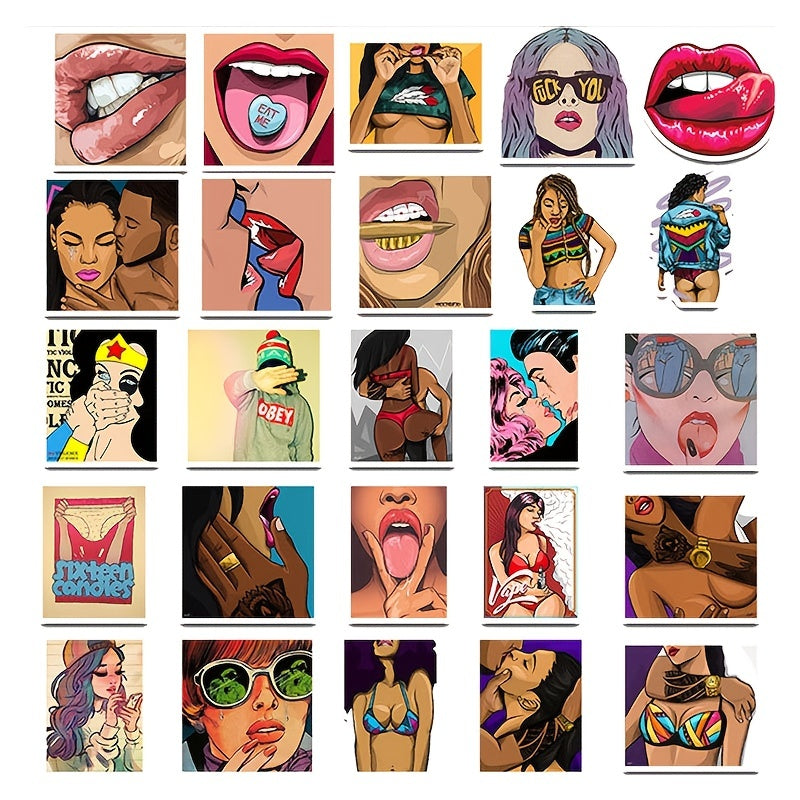 50pcs Sexy Beauty Waterproof Sticker Cartoon Doodle DIY Creative Toy