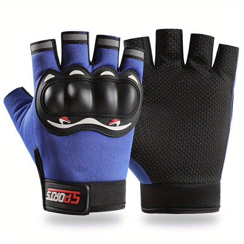 Unisex Fingerless Gloves with Knuckle Protection for Motorcycle Bike