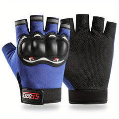 Unisex Fingerless Gloves with Knuckle Protection for Motorcycle Bike