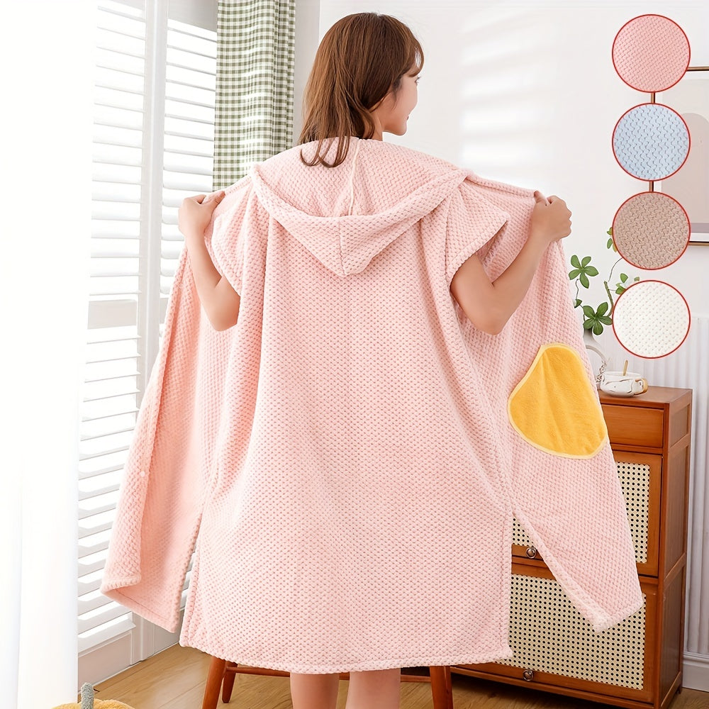 Women's Hooded Bathrobe with Hat and Towel Set