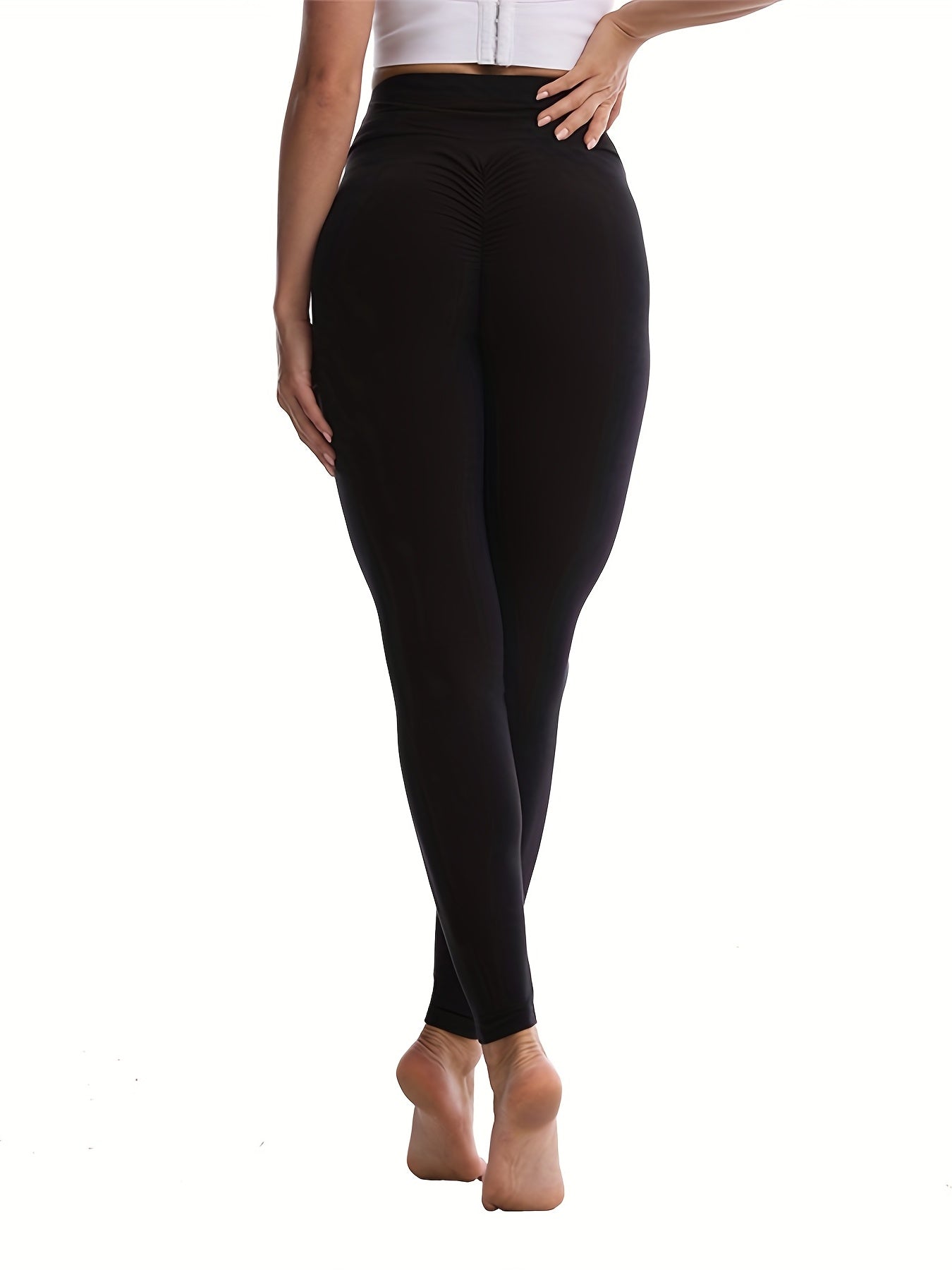 Butt Lifting Hip Pleated Yoga Pants Slim Fitted Workout Leggings