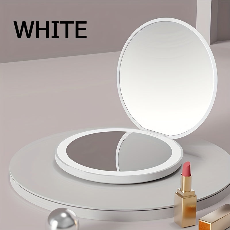 Mini LED Makeup Mirror Round Folding Portable Lighted Beauty Mirror