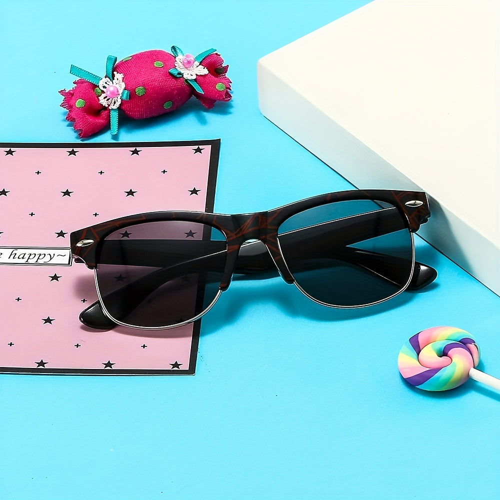 Retro Half Frame Metal Sun Glasses Mixed Decorative Outdoor Shades