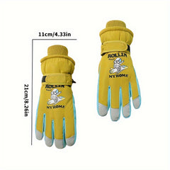 Kids' Winter Skiing Gloves Waterproof Snow Playing Cartoon Outdoor Gloves
