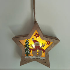 Wooden Christmas Ornaments Angel Snowman Tree Pendant