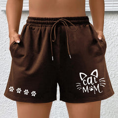 Women's Graphic Print High Rise Shorts With Pockets