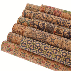 A4 Ethnic Style Retro Printing Cork Fabric DIY Plaid Ribbon