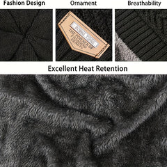 Winter Fleece lined Knit Hat Scarf Touch Gloves 3pc Set