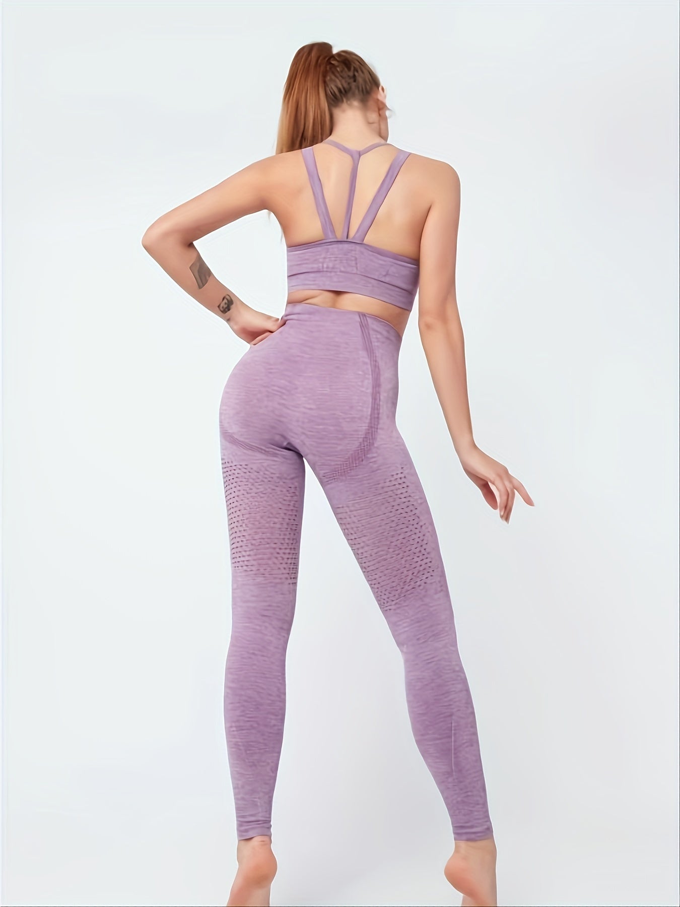 2pcs Yoga Suit Quick Drying Sports Tank Top Bra & High Waist Leggings