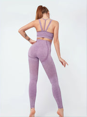 2pcs Yoga Suit Quick Drying Sports Tank Top Bra & High Waist Leggings