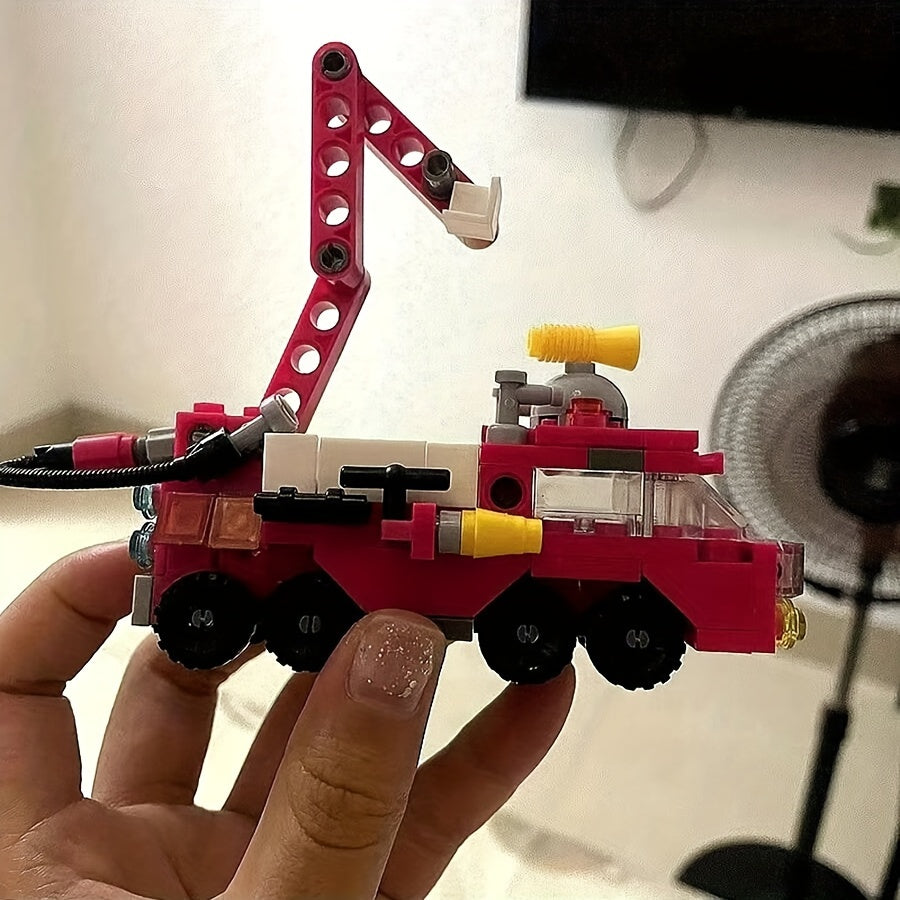 142Pcs Fire Truck Building Blocks Sets, Car Model Toy