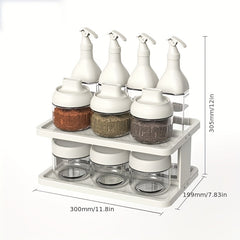 11pcs Seasoning Box Set with Tray - Salt Spice Sauce Jars w/ Storage Holder