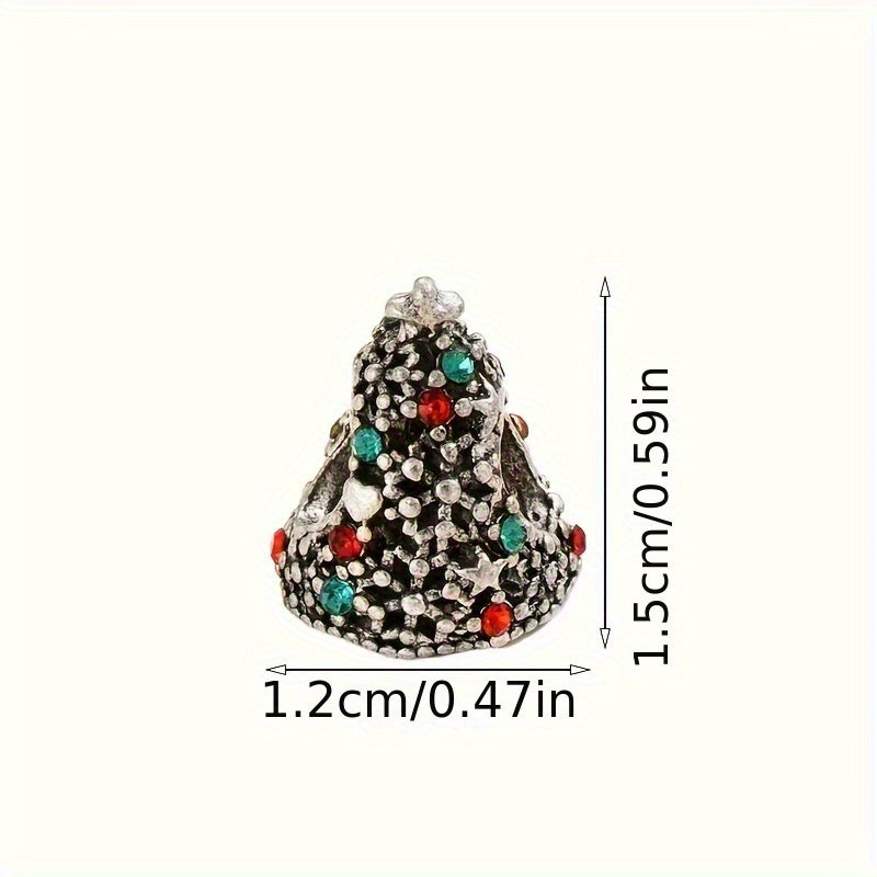 Vintage Christmas Tree Inlaid Rhinestone Charm for DIY Bracelets Necklaces