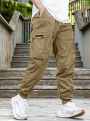 Men's Drawstring Cargo Pants Loose Casual Jogger Pants