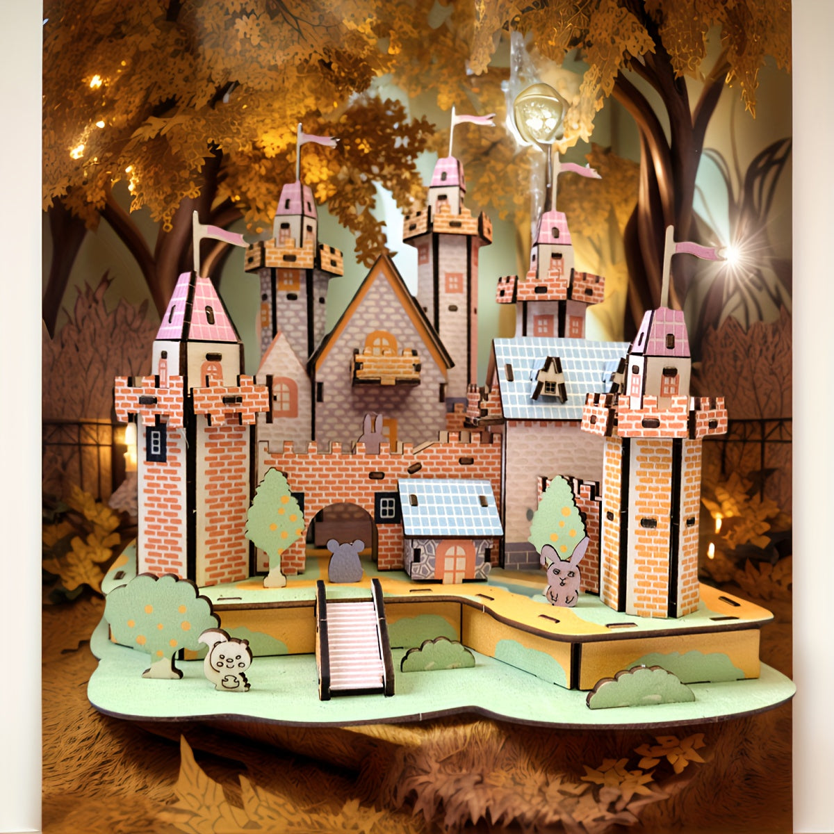 DIY 3D Wooden Puzzle Castle Kit for Kids and Adults