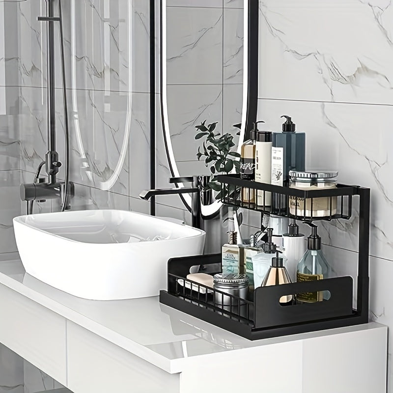 2 Tier Sliding Shelf Under Sink Organizer Pull Out Type Cabinet Organizer