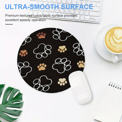 Animal Footprints Mouse Pad for Women Round Non-slip Rubber Mat
