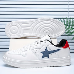 Women's Star Pattern Sneakers Lace Up Skate Shoes Lightweight