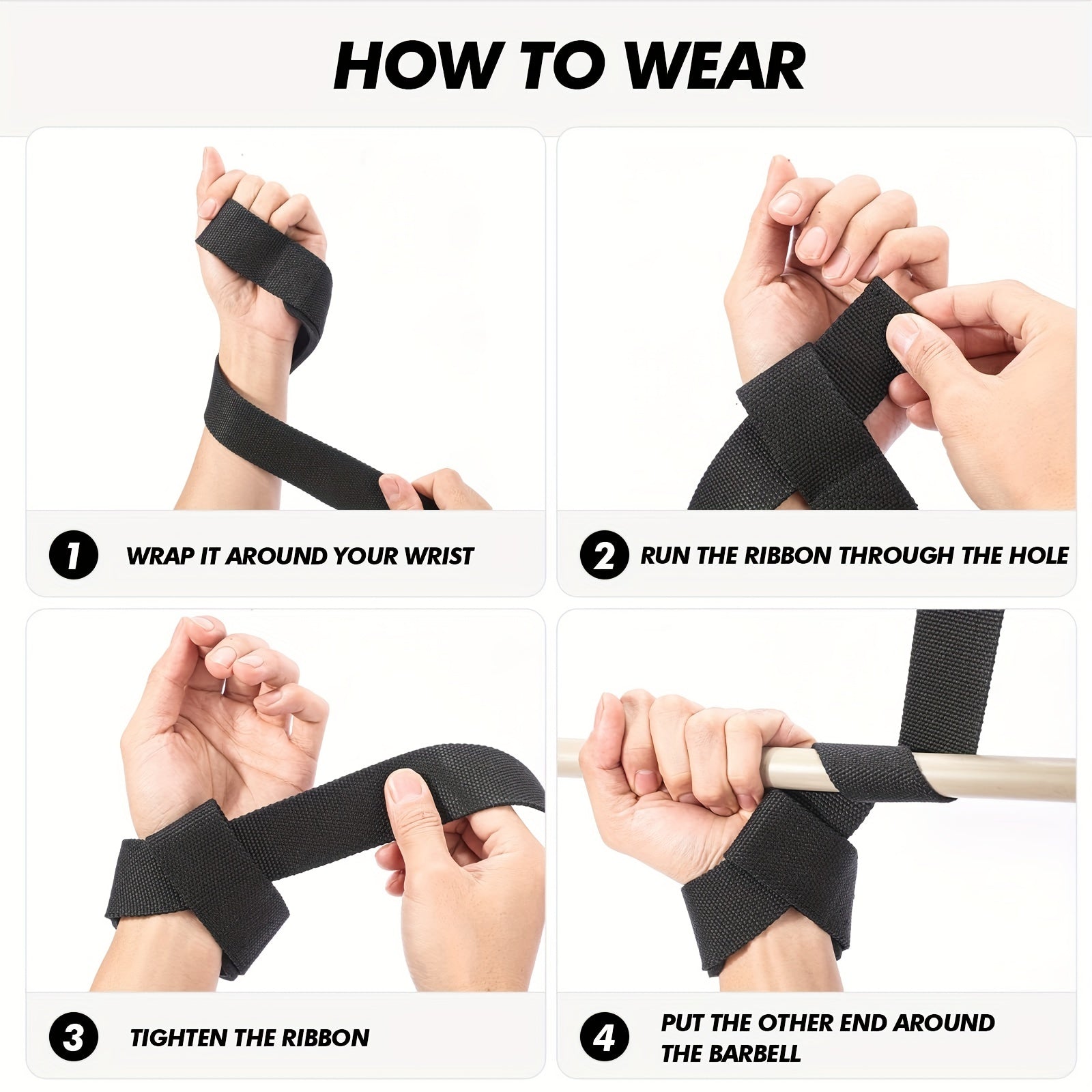 Adjustable Wrist Wrap Padded Lifting Straps for Weight Lifting