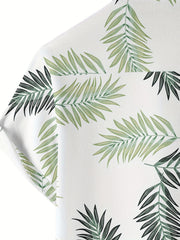 Leaf Print Men's Hawaiian Shirt for Summer Vacation