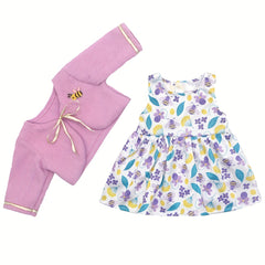 Purple Floral Doll Clothing Set for 18 Inch Dolls - Skirt and Shoes