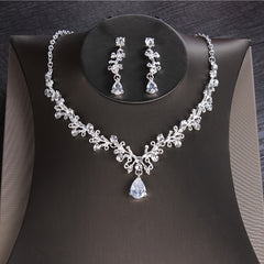 Crystal Bridal Jewelry Set Crown Tiaras Earrings Choker Necklace