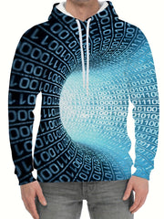 Optical Vision Number Data 3D Print Hoodie for Men