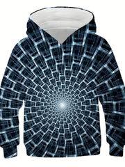 Boy's 3D Vision Illusion Print Hoodie Casual Hooded Sweatshirt For Outdoor