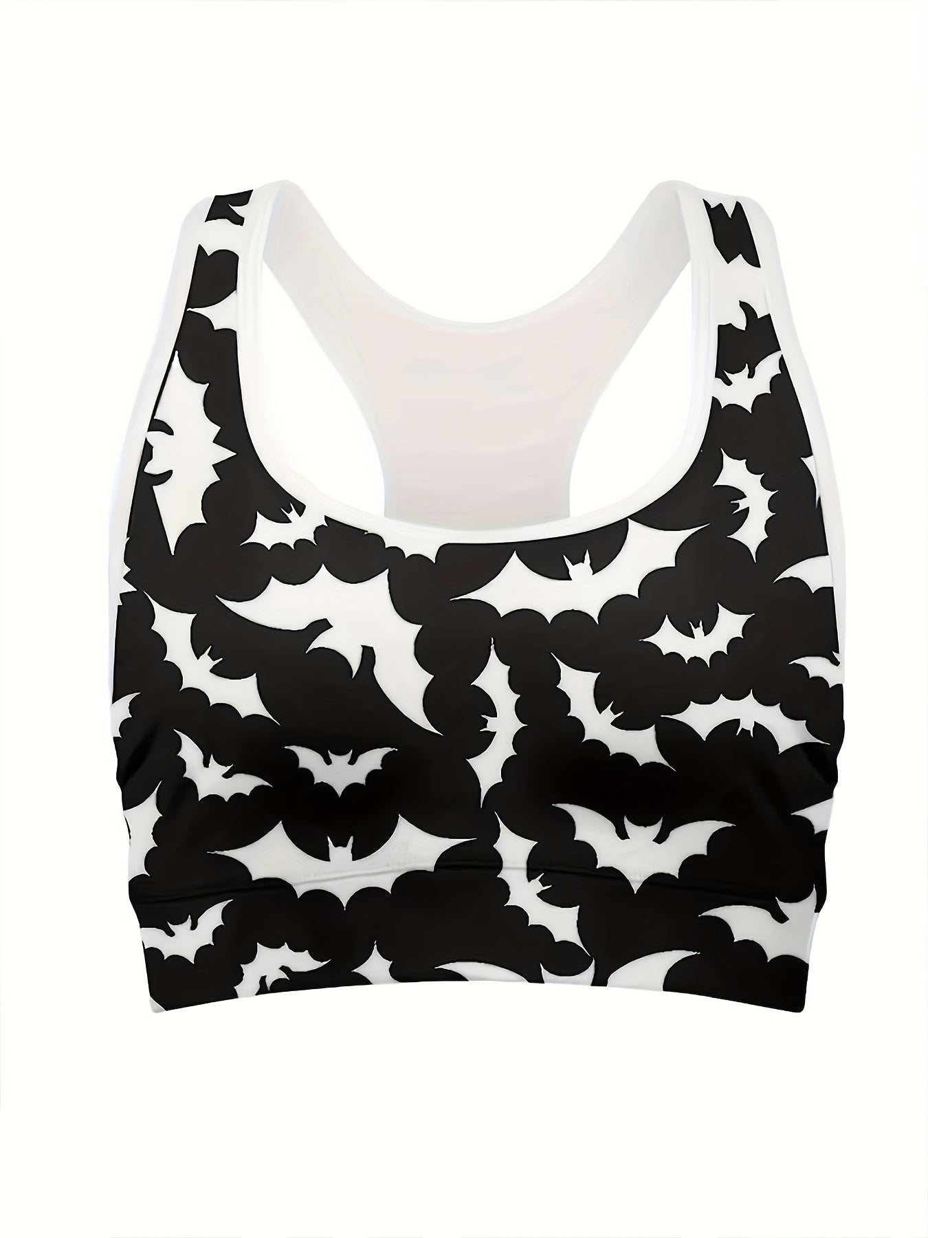 Bat Print Shockproof Racer Back Fitness Bra