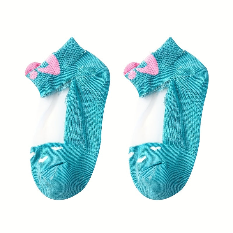 5 Pairs Girls Cartoon Low Cut Ankle Socks - Summer Kids Short Socks